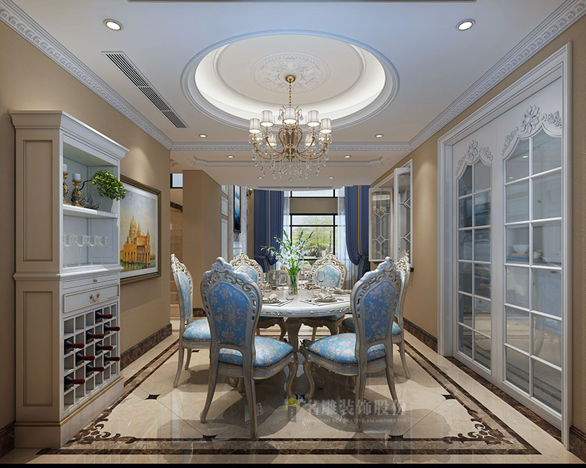 
这样的东莞山水华府复式200平米装修，堪称简欧风格