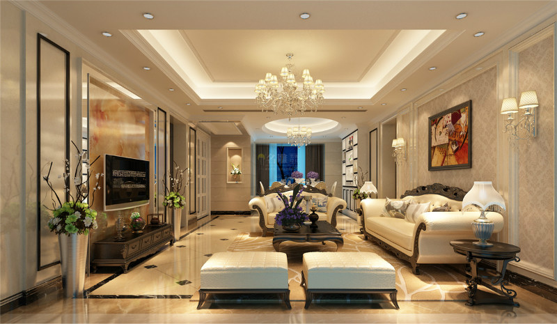 
谁说欧式过时了？简欧别墅客厅装潢时髦大气