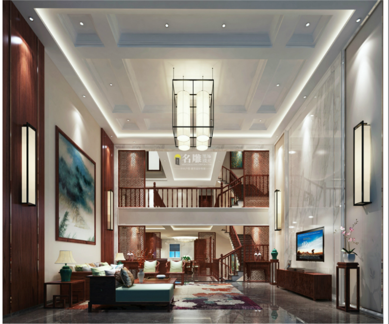 新中式别墅客厅装修效果图