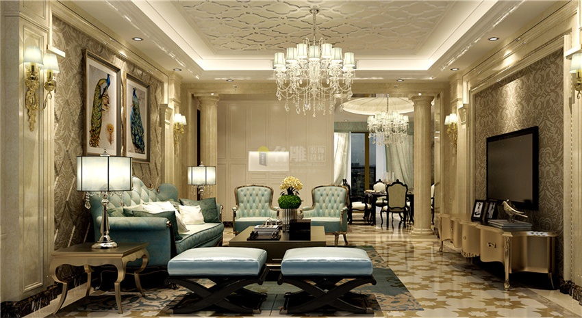 
精品欧式风格的复式装修效果图案例！