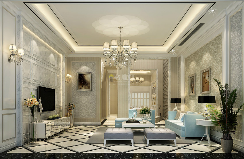 
龙光城简欧120平米装修效果图，少即是多!