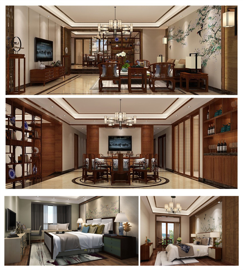 
豪华中式别墅装修是怎样效果？看完装修公司这三套案例