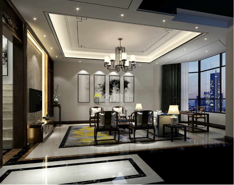 新中式别墅客厅装修效果图