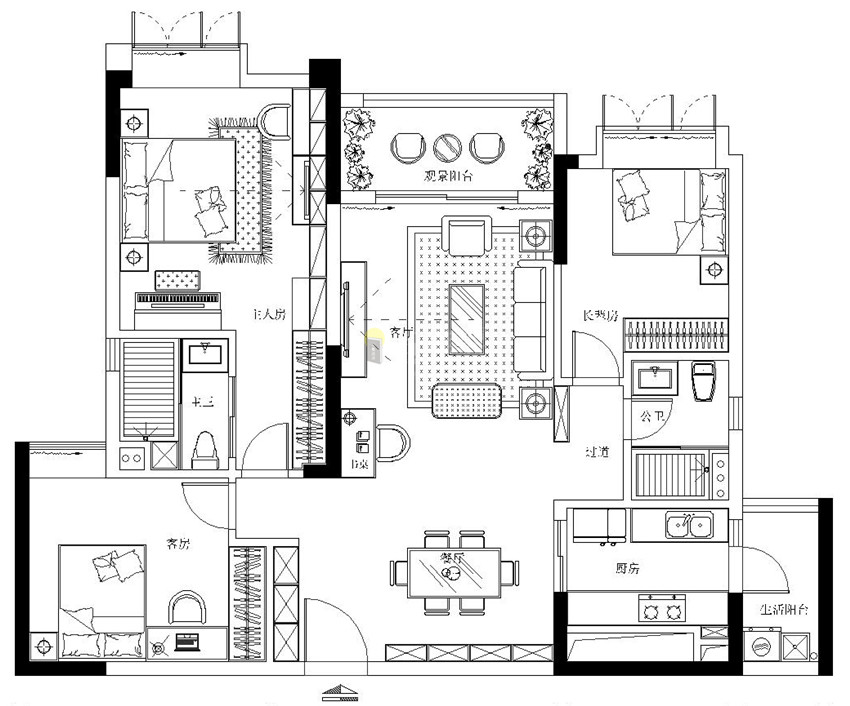 
三大风格装修房子的图片_三室二厅户型效果图