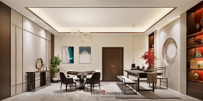 
名雕设计|350㎡新中式，以现代审美打造传统韵味的私宅空间！(图9)