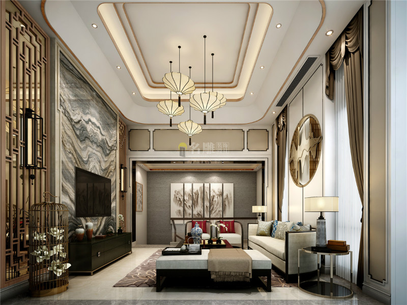 
新中式别墅装修效果图鉴赏|方寸之间，皆是优雅！