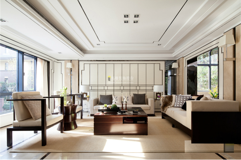 
新中式别墅客厅装修效果图展现出中式家居的层次之美