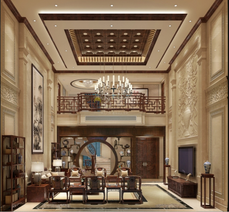 新中式别墅客厅装修效果图
