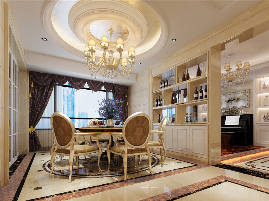 
滨江一号三居室简欧风格装修效果图