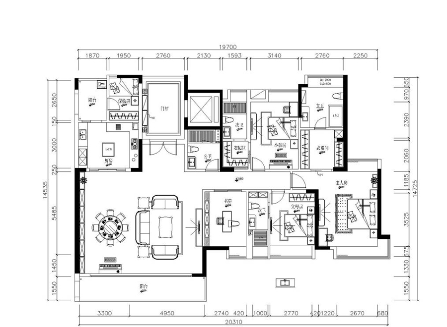 
越秀·星汇云锦|250平米四居室装修成新古典风格！