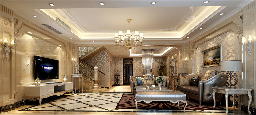 
250平米时尚简欧风格别墅装修效果图赏析