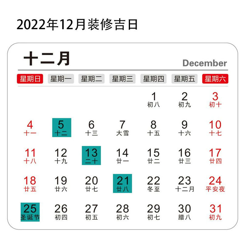 2022年装修开工吉日